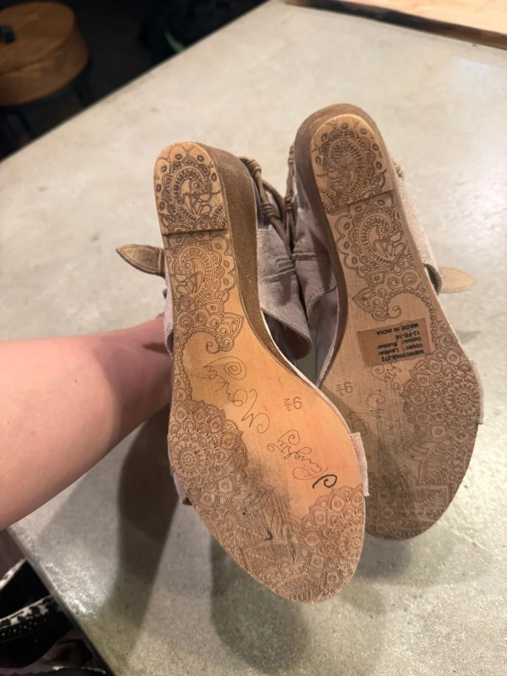 naughty monkey Tan Suede Braided Strap Wedge Sandals